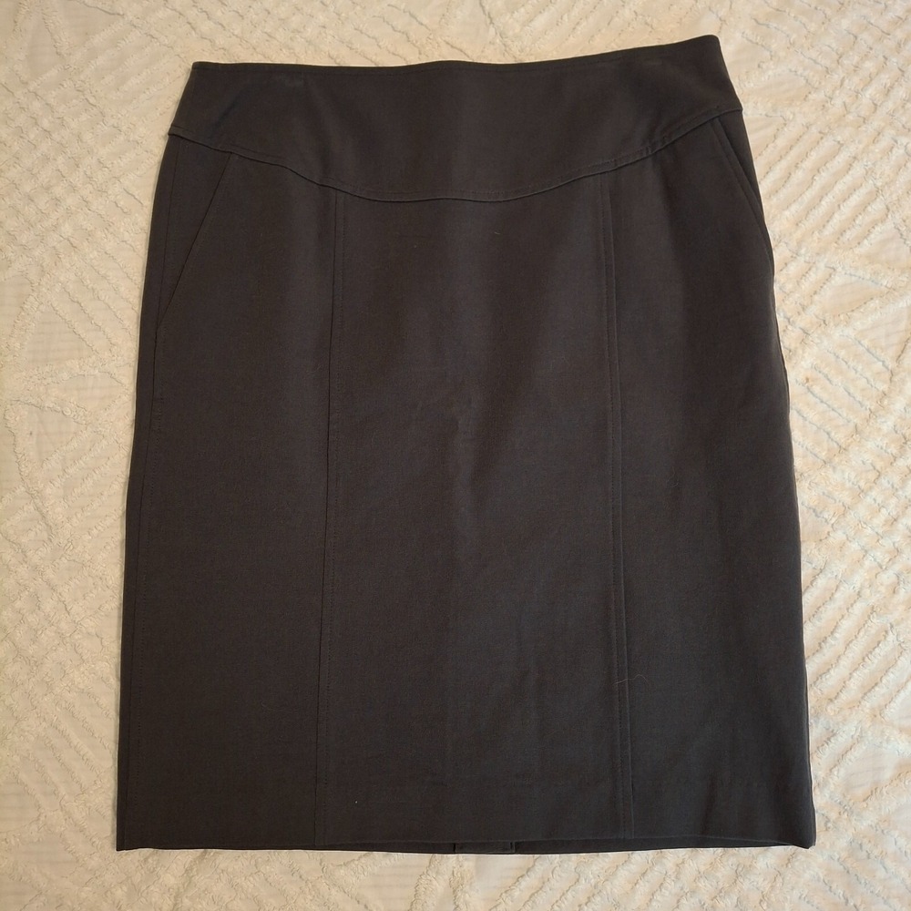 Banana Republic Womens 12 Tall Pencil Skirt Charcoal Gray Stretch Business Seam